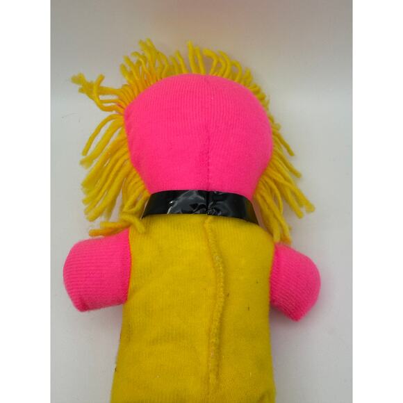 Vtg. Parisi Creations Plush Neon Pink & Yellow 13" Retro Animal Stuffed Toy - Picture 5 of 8